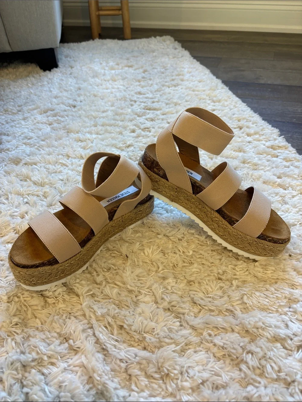 Steve Madden Beige/Tan Espadrille Platform Sandals